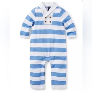 Janie and Jack Blue and White Striped Romper, Size 12-18mo